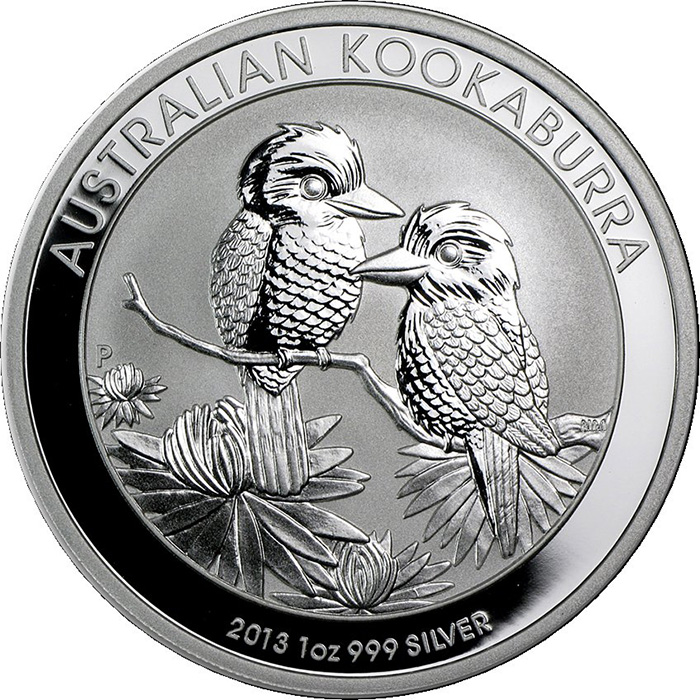 Přední strana Stříbrná investiční mince Kookaburra Ledňáček 1 Oz 2013