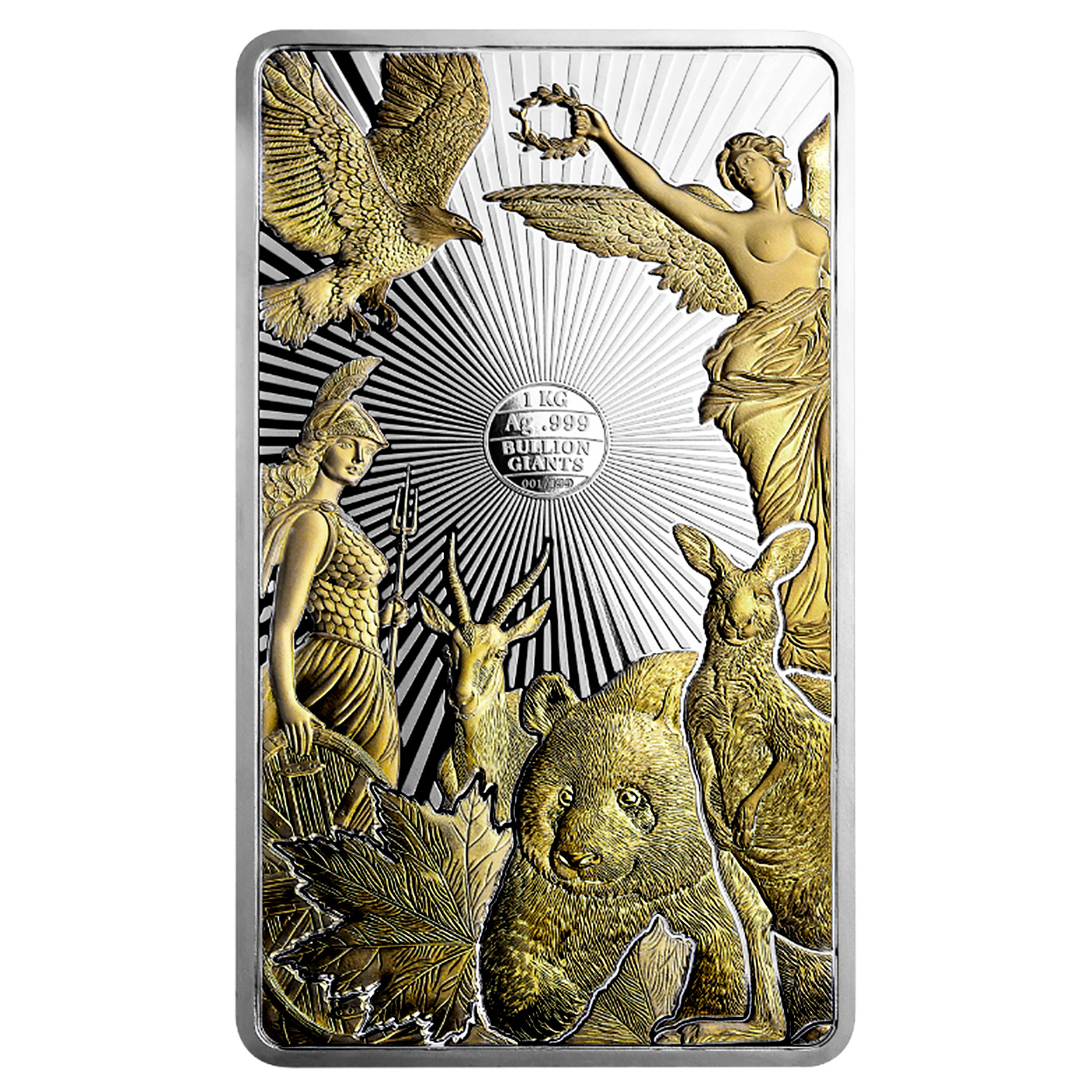 Přední strana Silver gold-plated coin 1 Kg Giants of investment coins 2026 Proof