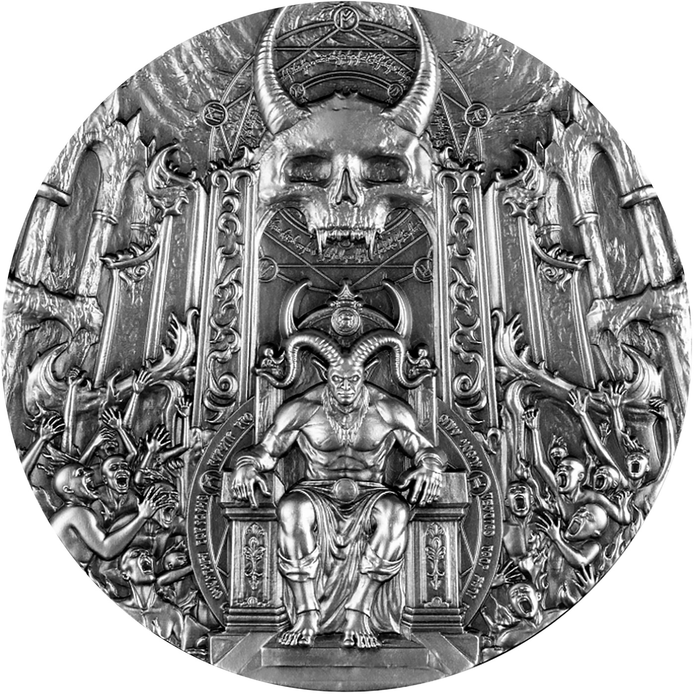 Přední strana Silver Gold Plated Coin 5 Oz Heaven and Hell 2026 Antique Standard