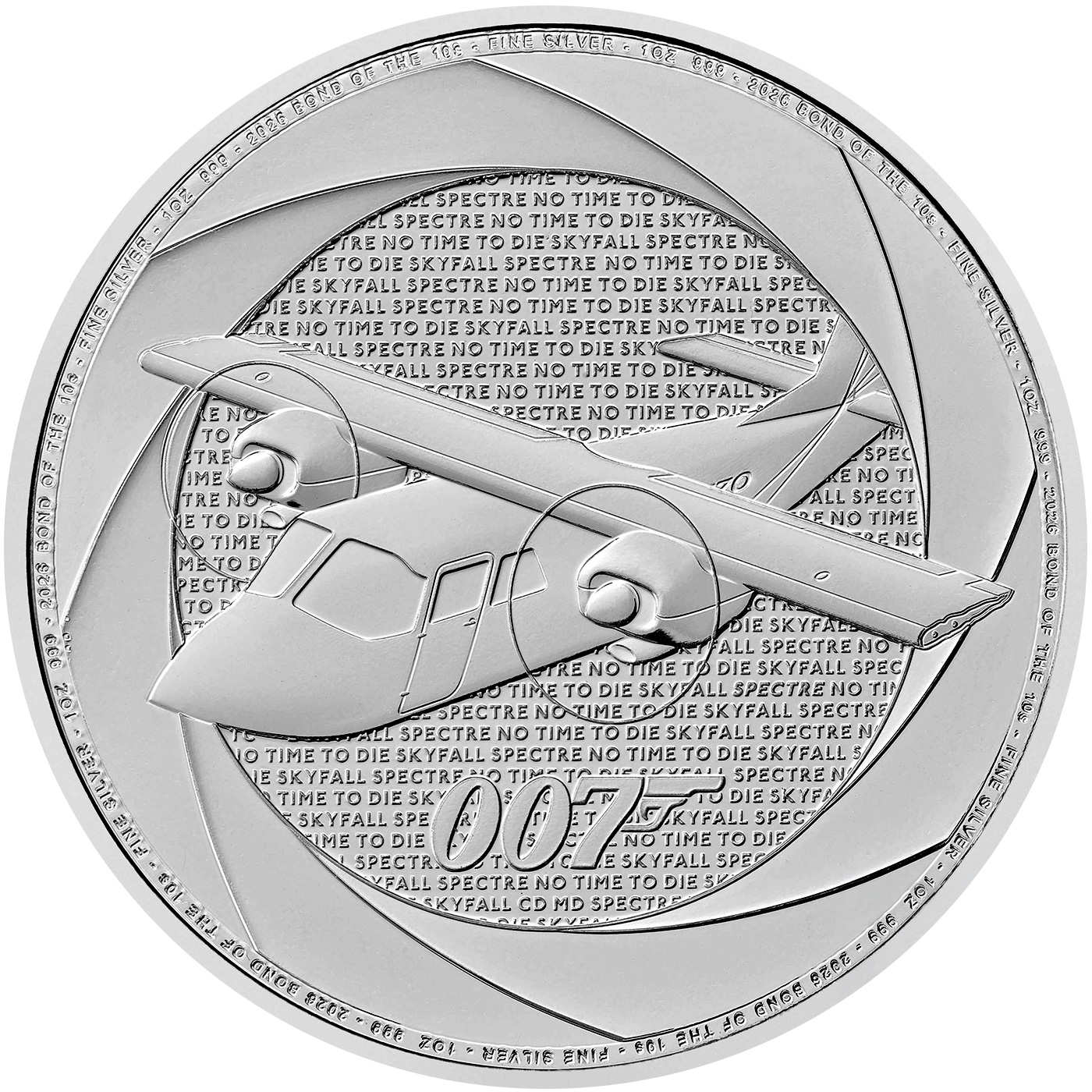 Přední strana Silver Investment Coin Six Decades 007 - Bond 10s 1 Oz 2026