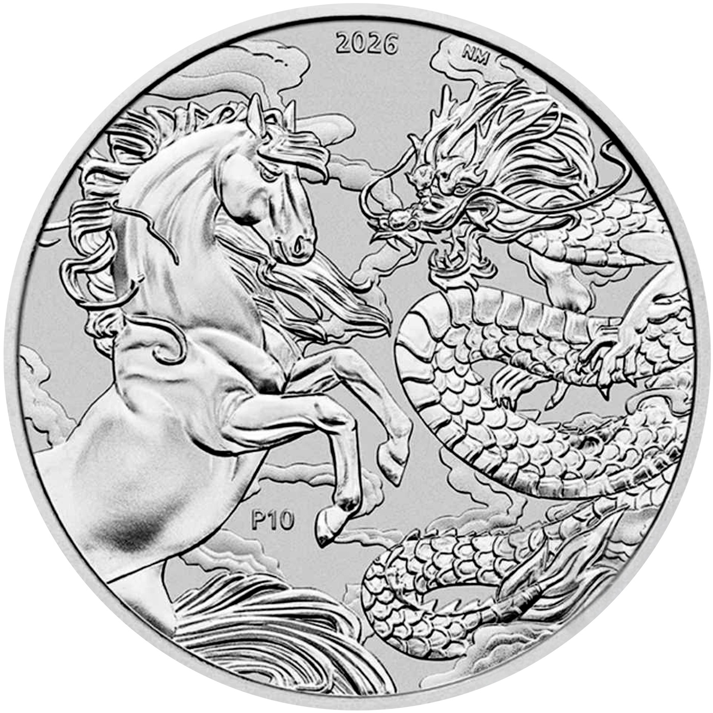 Přední strana Silver Investment Coin Chinese Myths and Legends - Dragon and Horse 1 Oz 2026