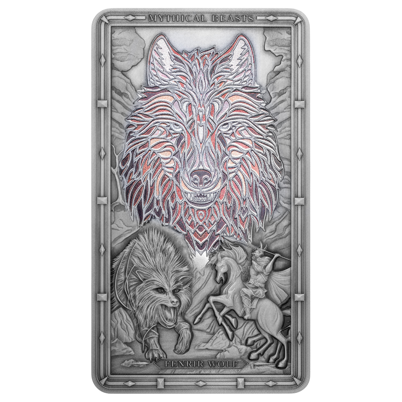 Přední strana Ezüst színű érme 2 oz Fenrir Wolf 2026 Antik Standard