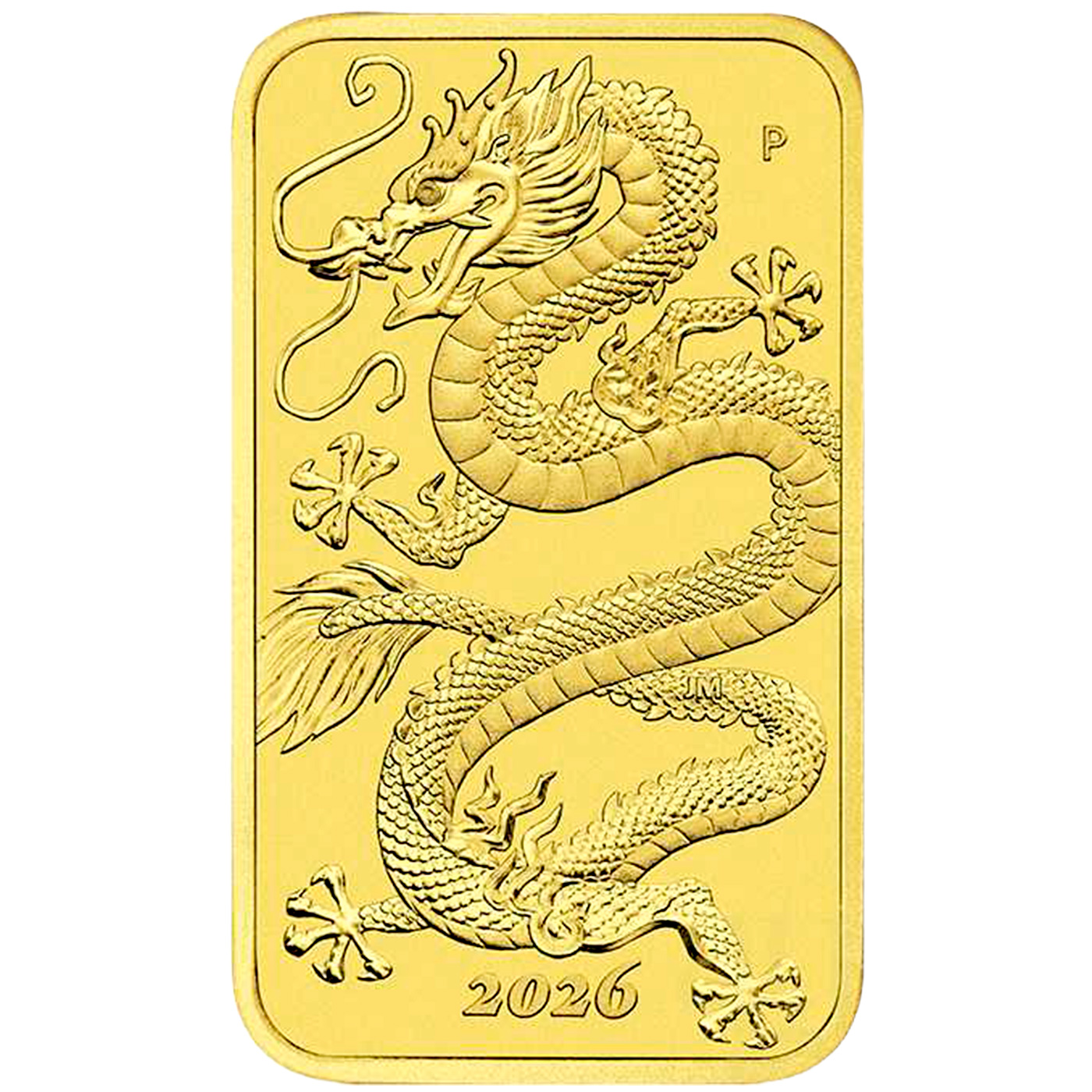 Přední strana Zlatá investiční mince Rectangular Dragon 1 Oz 2026