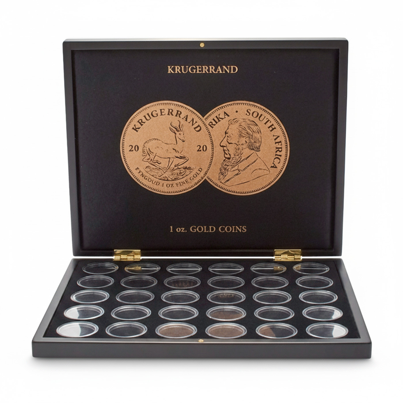 Přední strana Černá krabička pro 30 x 1 Oz Au mince Krugerrand