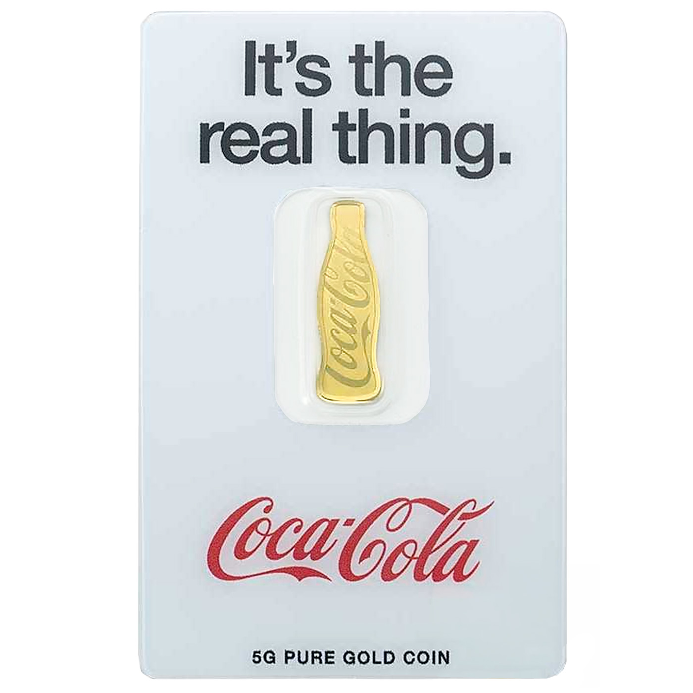 Přední strana 5g PAMP Coca Cola 140 Years Anniversary befektetési aranyrúd