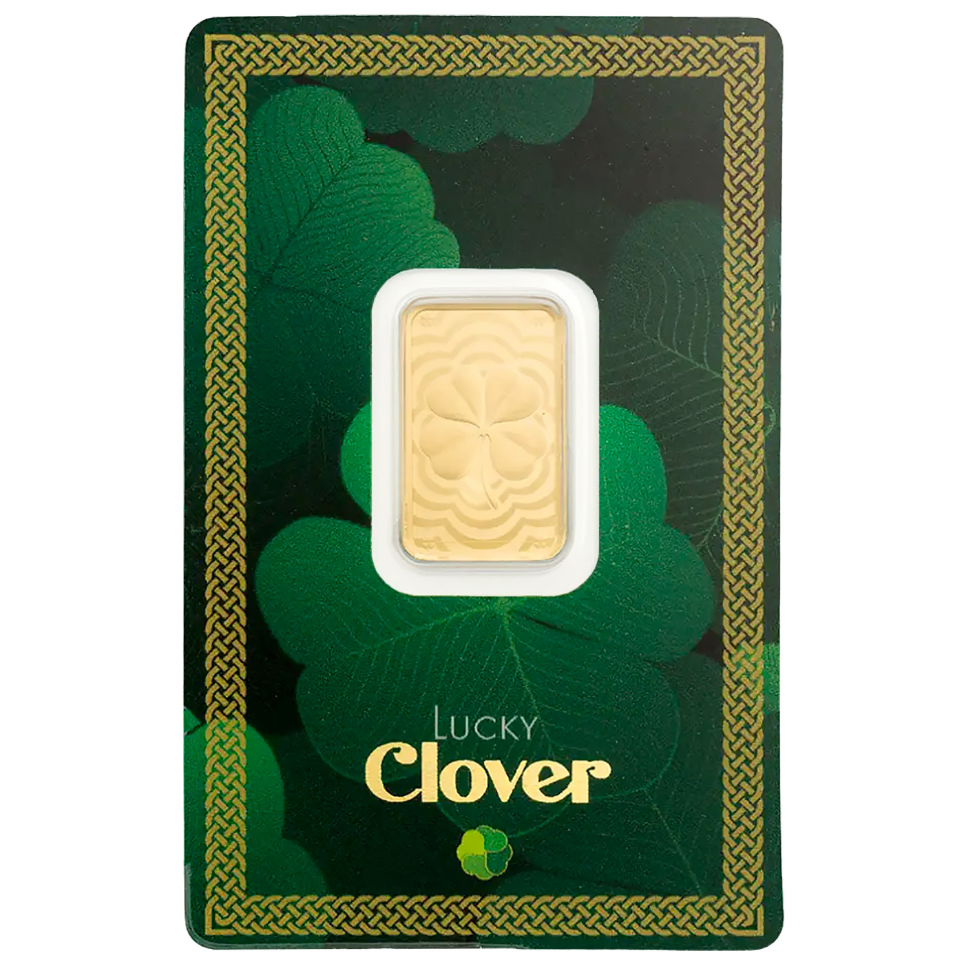 Přední strana 5g PAMP Lucky Charm Four-Leaf Clover Investiční zlatý slitek