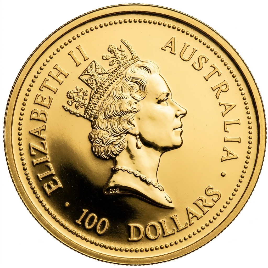 Zadní strana Zlatá investiční mince The Australian Nugget 1 Oz 1994