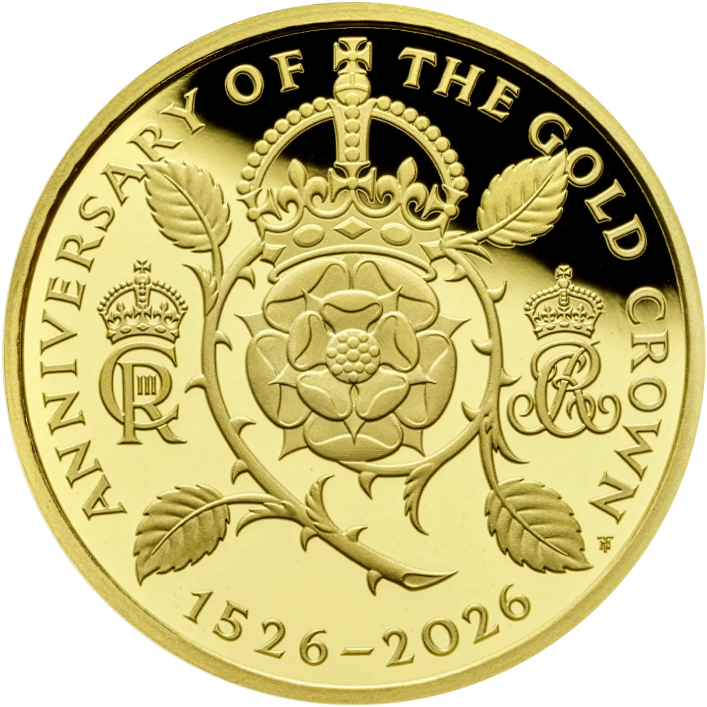 Přední strana Zlatá minca 1/10 Oz 500 rokov Britskej koruny 2026 Proof
