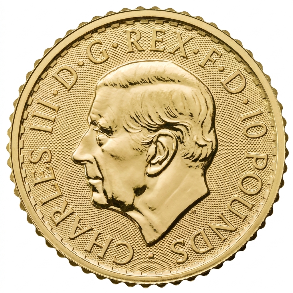 Zadní strana Zlatá investiční mince Britannia 40. výročí 1/10 Oz 2027