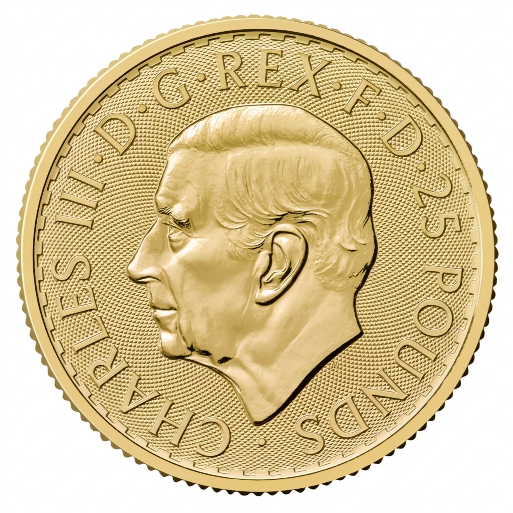 Zadní strana Zlatá investiční mince Britannia 40. výročí 1/4 Oz 2027