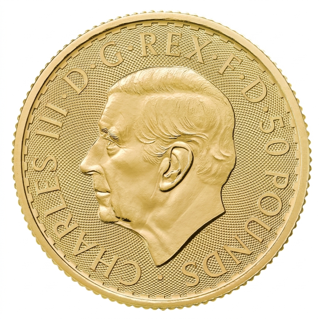 Zadní strana Zlatá investiční mince Britannia 40. výročí 1/2 Oz 2027