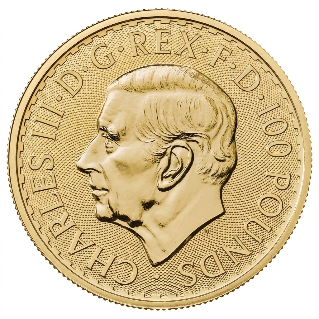 Zadní strana Zlatá investiční mince Britannia 40. výročí 1 Oz 2027