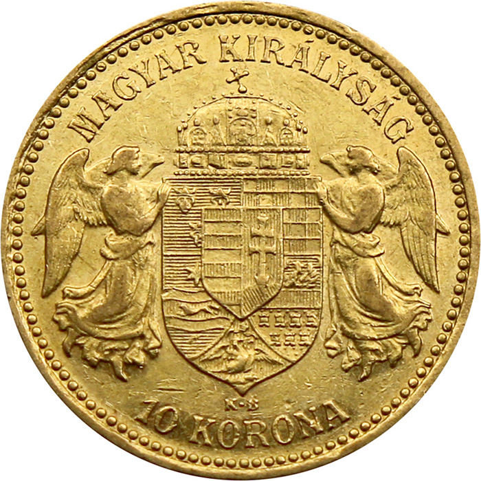 Zlatá mince Desetikoruna Františka Josefa I. Uherská ražba